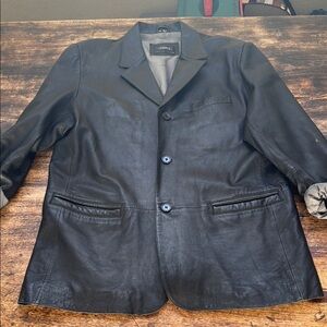 Black leather coat / blazer oversized men’s style butter soft leather so cool